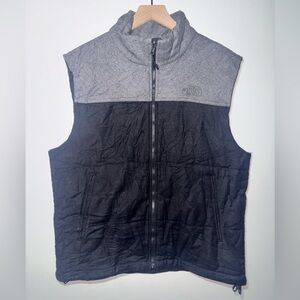 The North Face Zip Up Vest Stand Up Collar Wool Blend Black/Grey Size Large